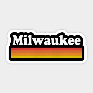 Milwaukee, Wisconsin - WI Retro Sunset and Text Sticker